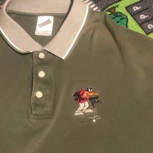VTG RARE Warner bros Daffy Duck golf polo large